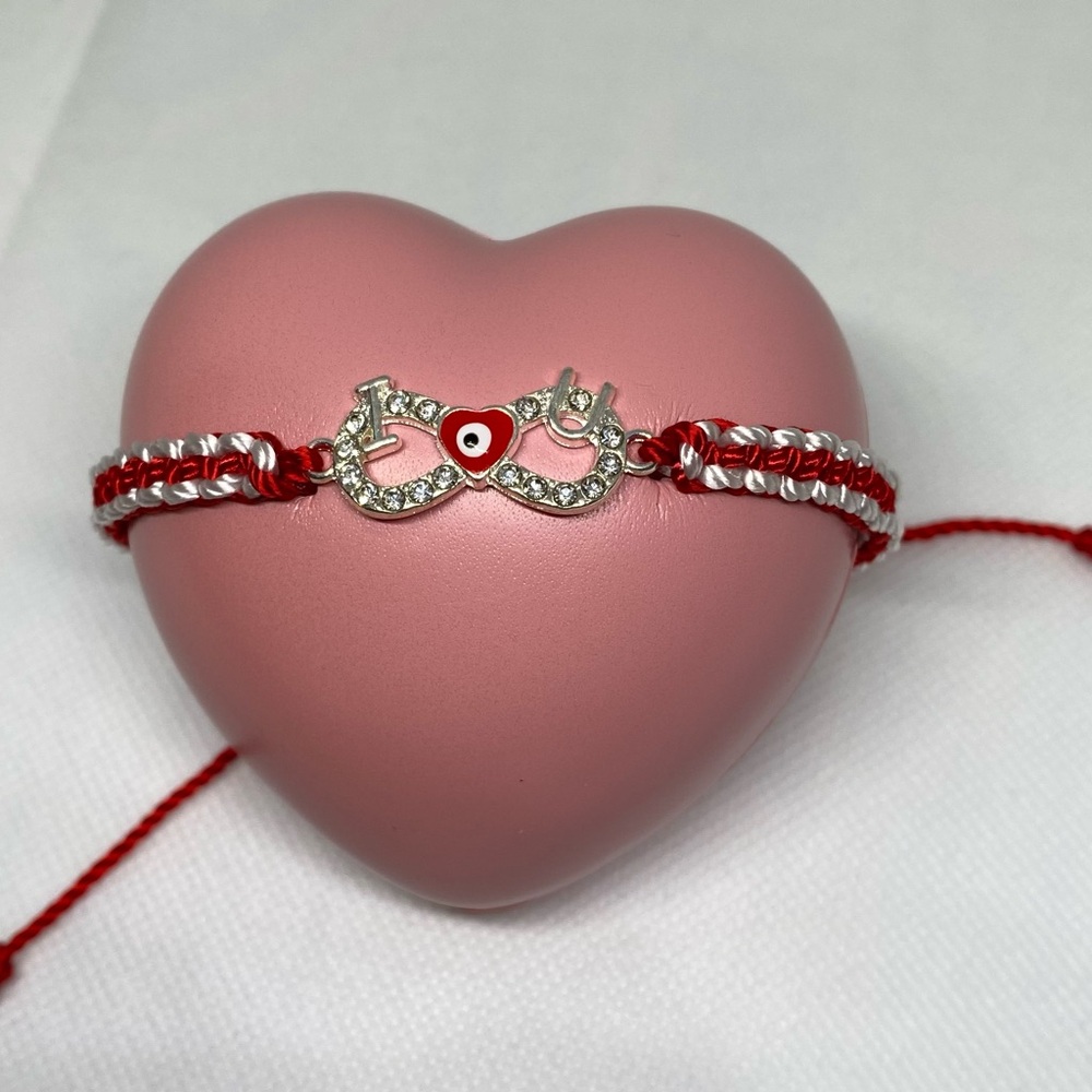 I ❤️ U Red & White Handmade Bracelet